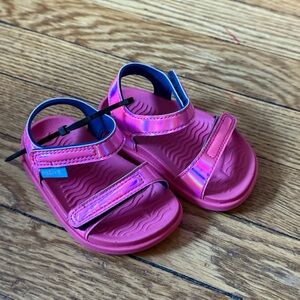 Native Charley Sugarlite Hologram Dazzle Pink Sandals - Size 4 - NWOB